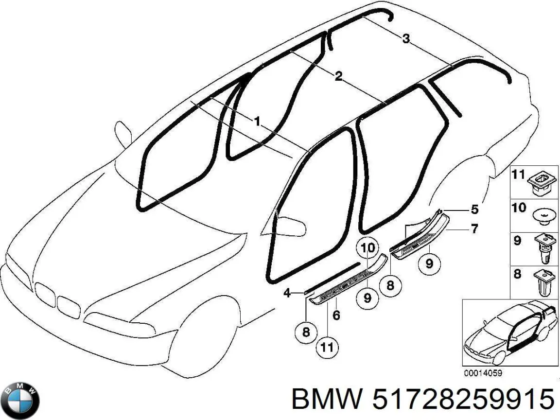 Junta de puerta trasera (en carrocería) para BMW 5 (E39)