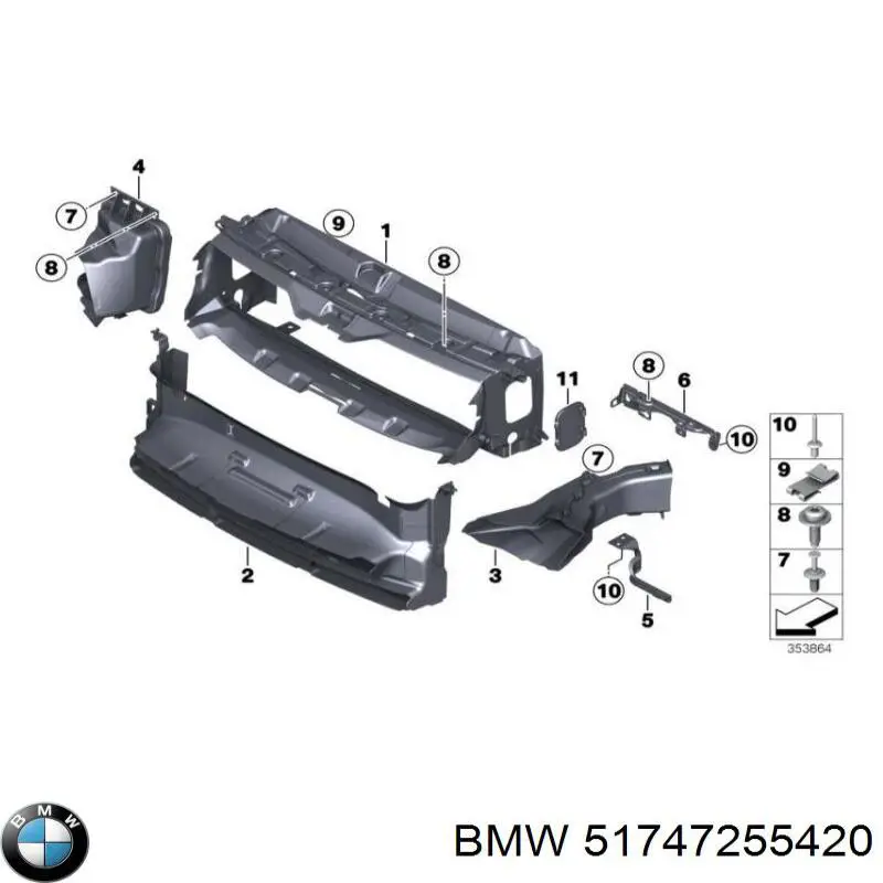 Deflector de aire del radiador derecho BMW 51747255420 precio, desde 55,60 EUR
