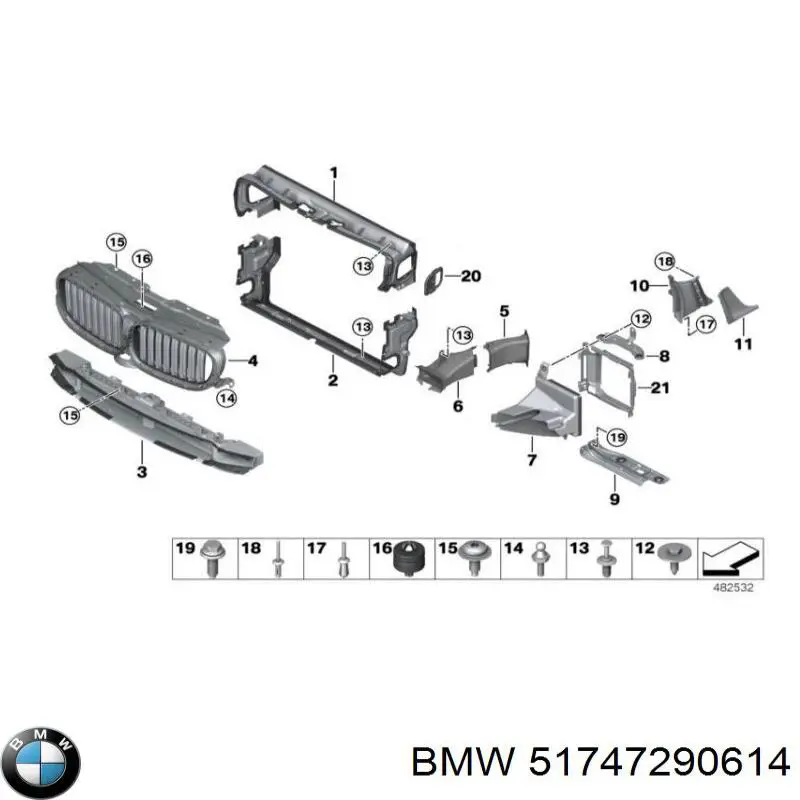 51747290614 BMW Deflector de aire del radiador derecho
