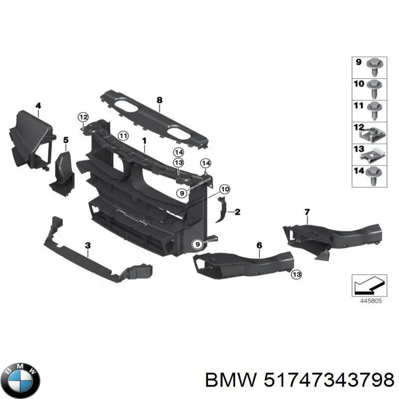 51747343798 BMW deflector de aire, radiador