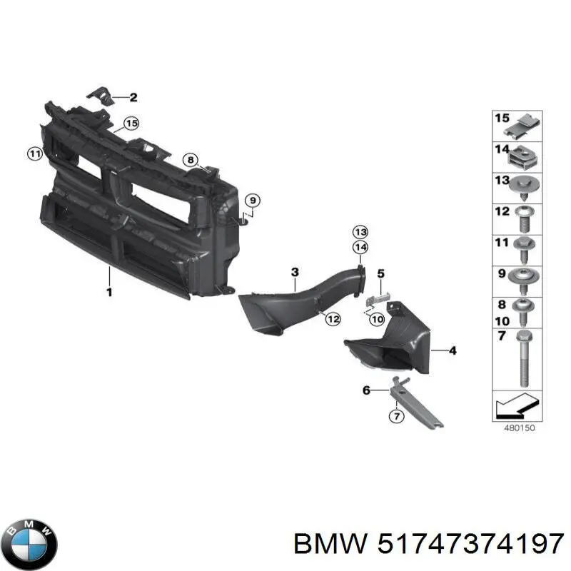 Deflector de aire del radiador BMW 51747374197 precio, desde 163,61 EUR