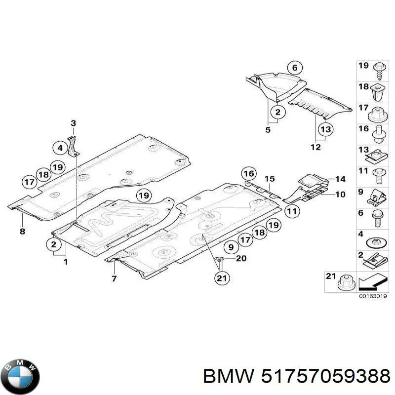 Protección de bajos, parte central BMW 51757059388 precio, desde 81,31 EUR
