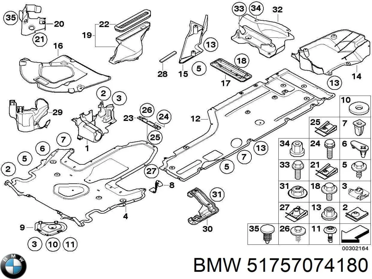 Protección de bajos, parte central BMW 51757074180 precio, desde 71,64 EUR