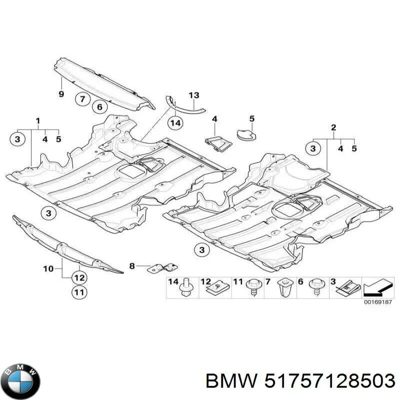 Protección delantera del motor 51757128503 BMW