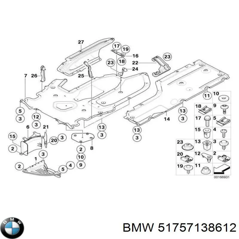 51757138612 BMW revestimiento de los bajos, parte media