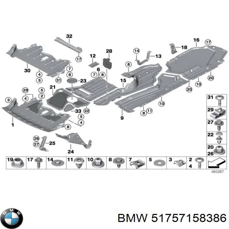 Comprar 51757158386 BMW Protección de bajos, parte central