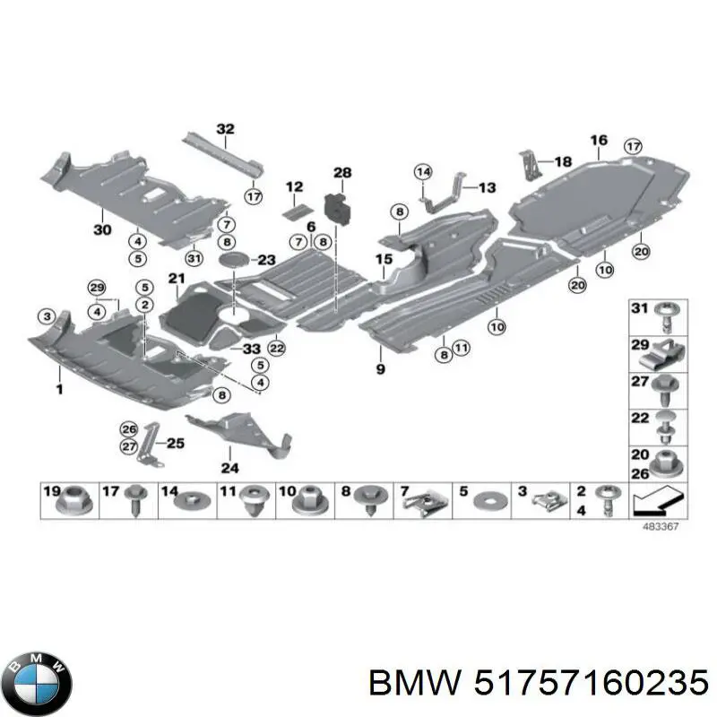 Comprar 51757160235 BMW Protección de bajos, parte central