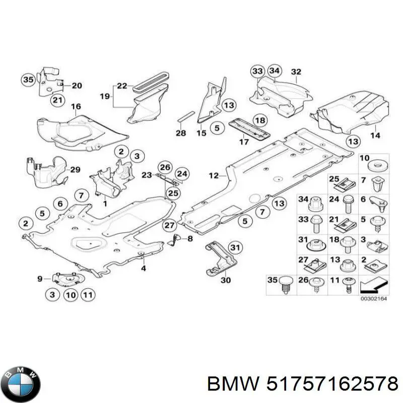 Protección de bajos, parte central BMW 51757162578 precio, desde 60,36 EUR