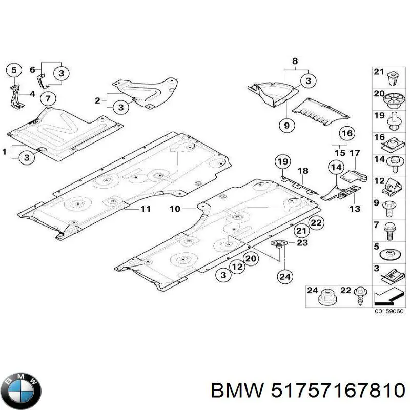 51757167810 BMW revestimiento de los bajos, parte media