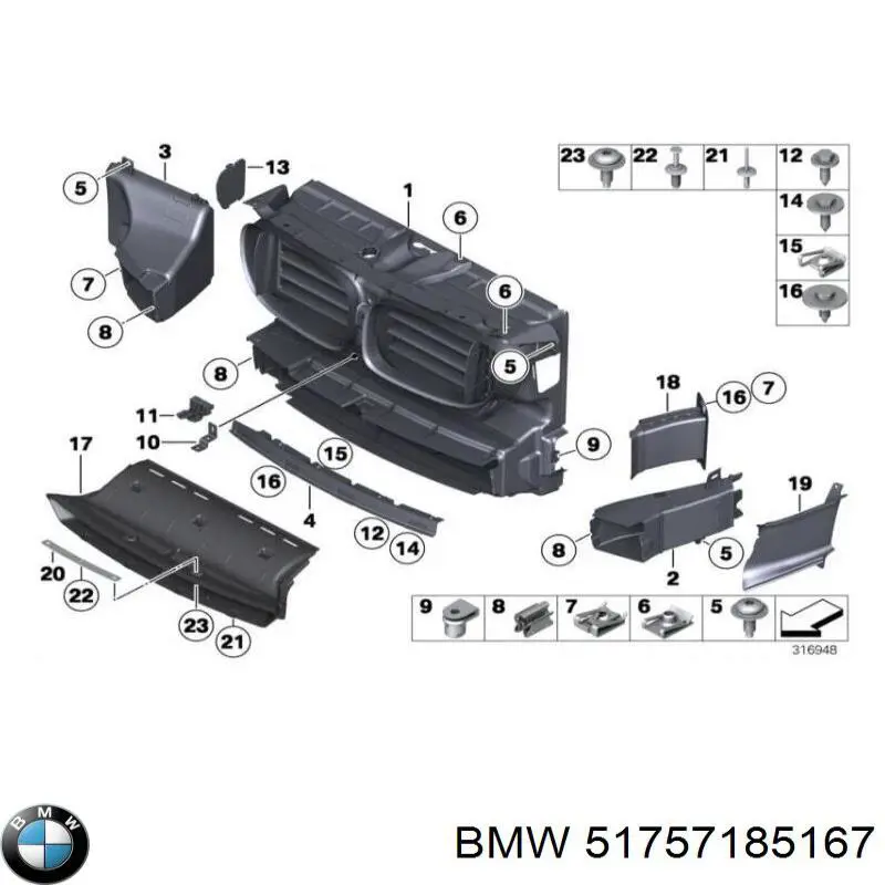 Deflector de aire del radiador izquierdo BMW 51757185167 precio, desde 22,96 EUR