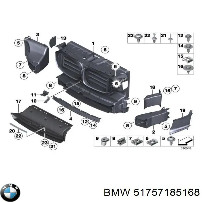 Comprar 51757185168 BMW Deflector de aire del radiador derecho