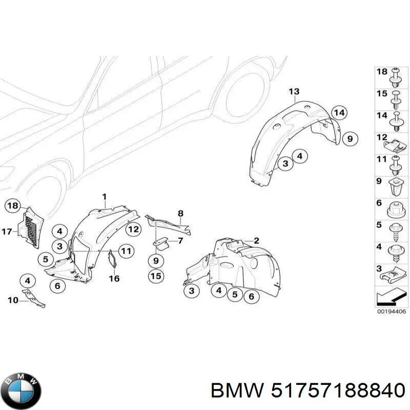 Guardabarros delantero derecho BMW 51757188840 precio, desde 27,01 EUR