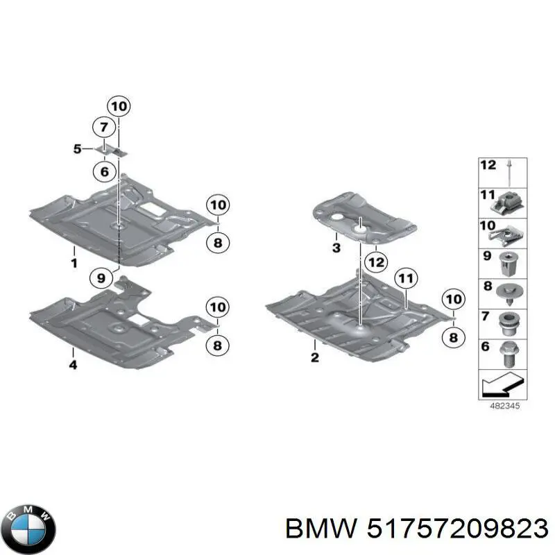 51757209823 BMW protección motor / empotramiento