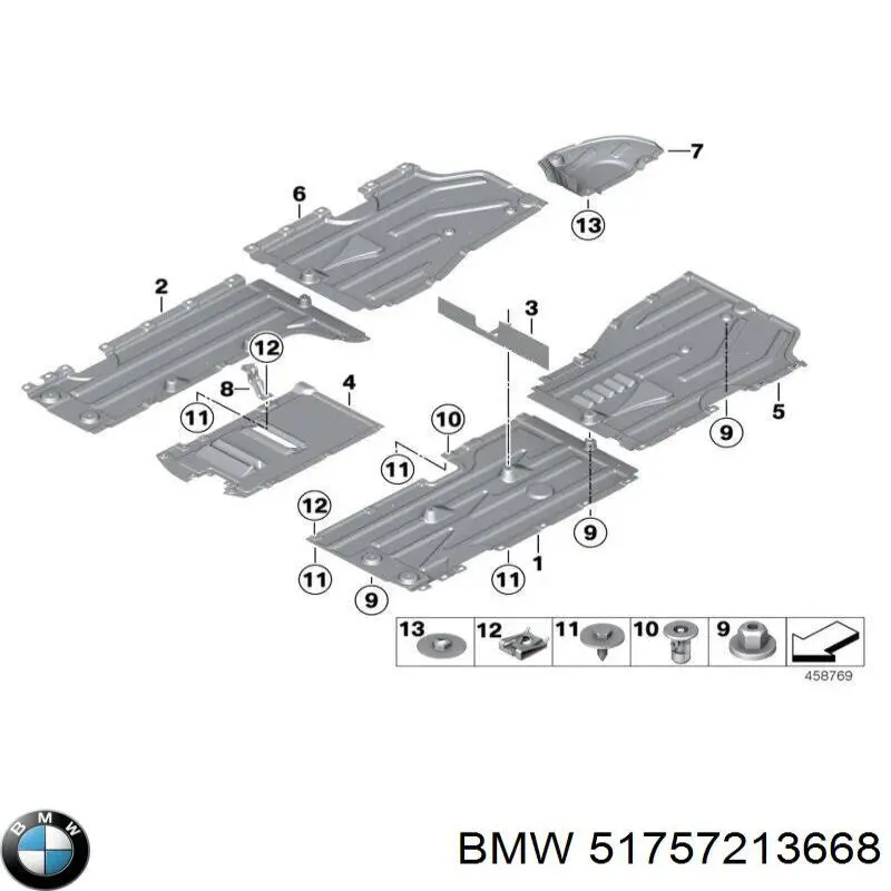 Protección de bajos, parte central BMW 51757213668 precio, desde 96,13 EUR