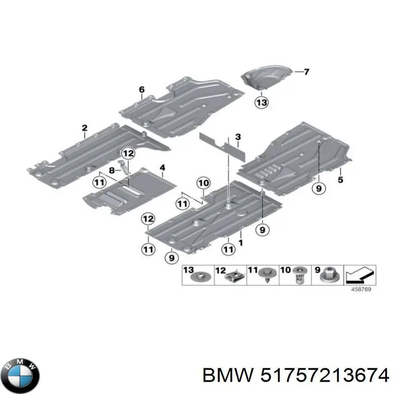 51757213674 BMW revestimiento de los bajos, trasero derecho