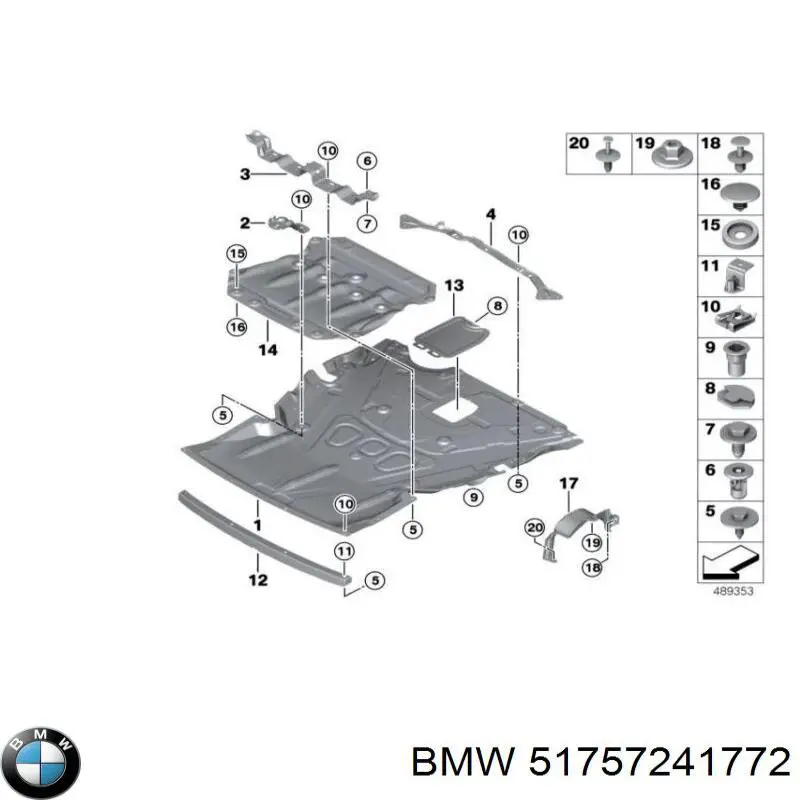 51757241772 BMW protección motor / empotramiento