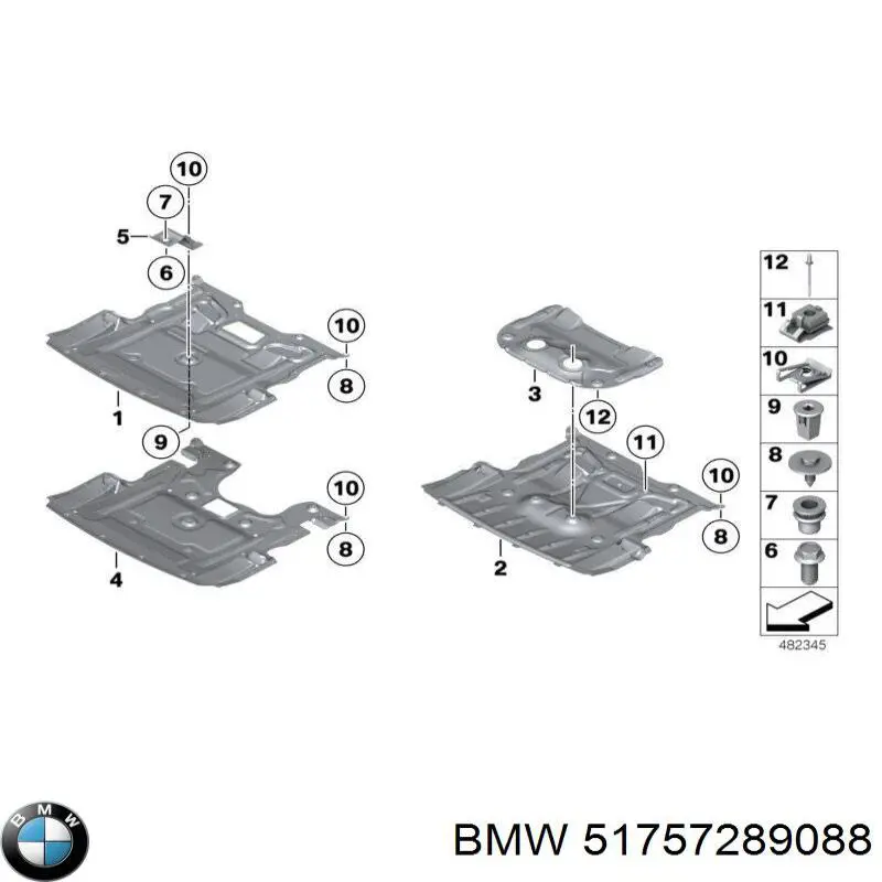 51757289088 BMW protección motor / empotramiento