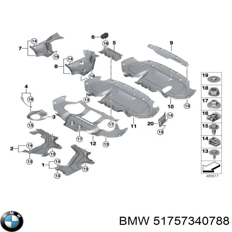Protección inferior trasera derecha BMW 51757340788 precio, desde 19,83 EUR