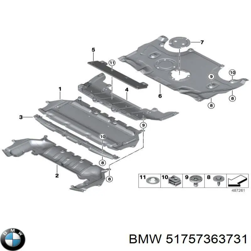 Protección trasera del motor BMW 51757363731 precio, desde 48,54 EUR