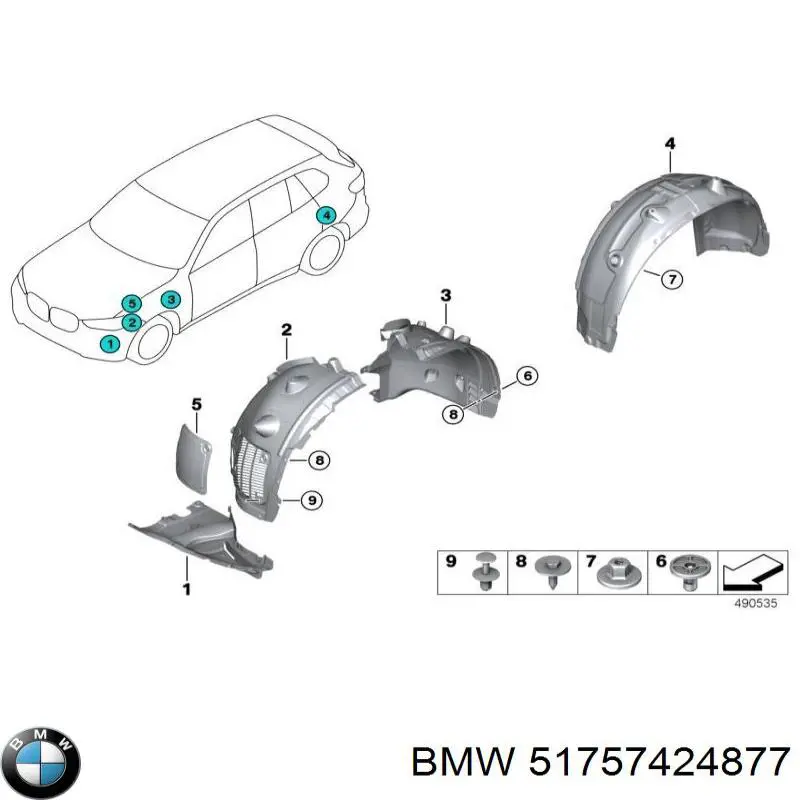 Comprar 51757424877 BMW Protector contra salpicaduras del paso de rueda delantero