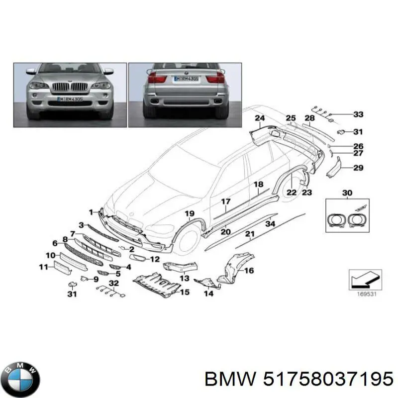 51758037195 BMW protección motor /empotramiento