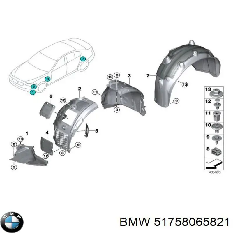 Comprar 51758065821 BMW Protector izquierdo del parachoques delantero