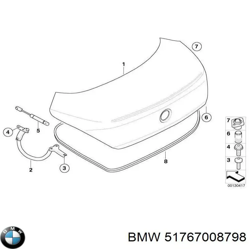 51767008798 BMW goma de contorno del maletero