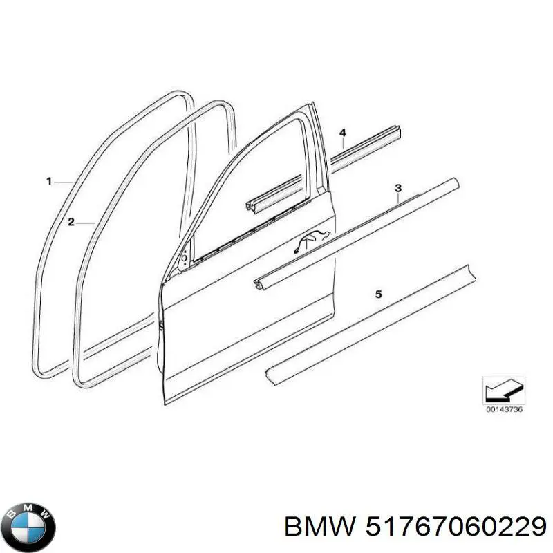 51767060229 BMW Junta de puerta delantera (en la carrocería)