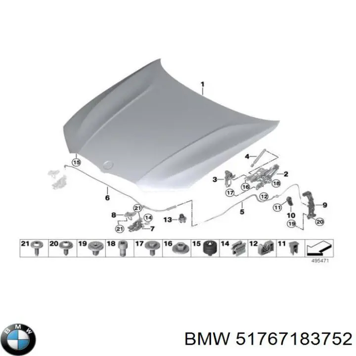 Tope del capó BMW 51767183752