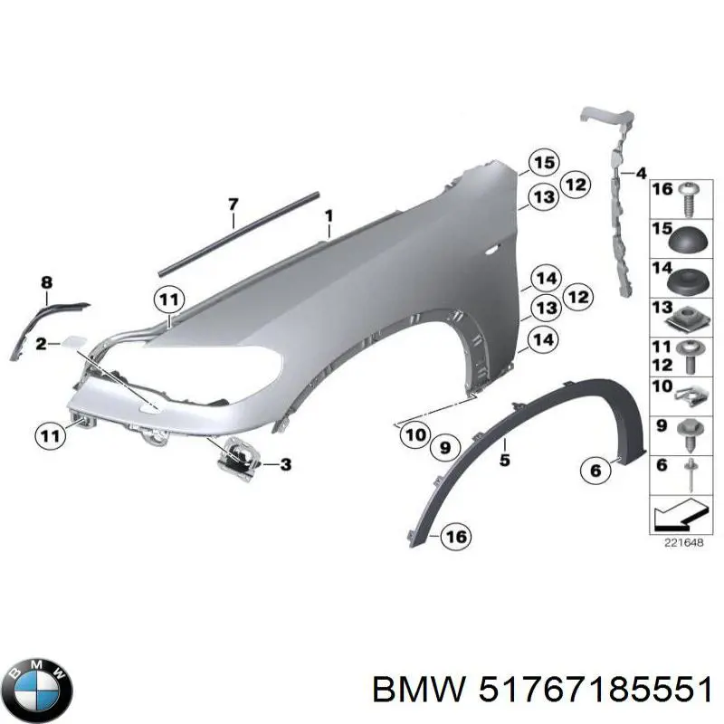 Junta de guardabarros para BMW X6 (E71)