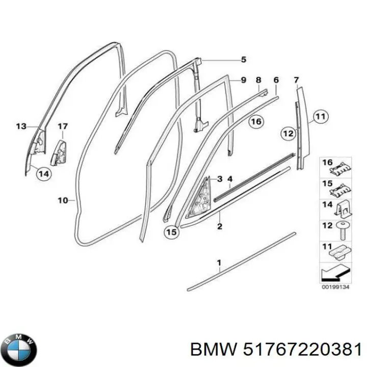 Junta de puerta delantera (en la carrocería) BMW 51767220381 precio, desde 178,65 EUR