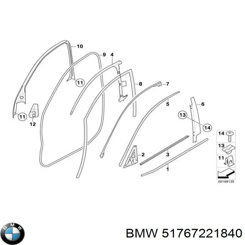 Junta de puerta delantera (en la carrocería) BMW 51767221840 precio, desde 209,81 EUR