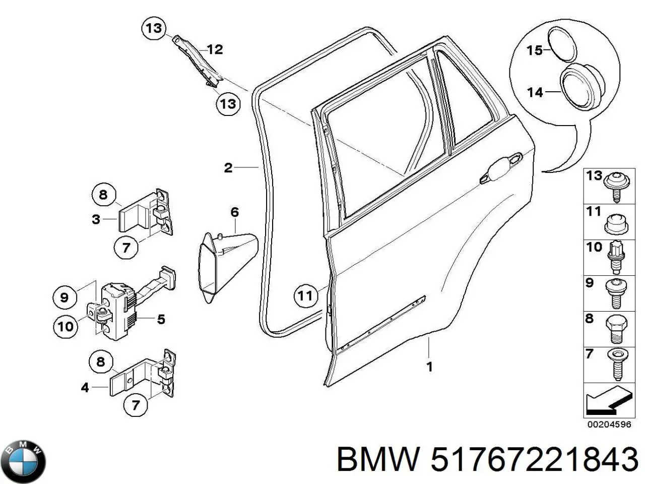 51767221843 BMW junta de puerta trasera izquierda (en puerta)