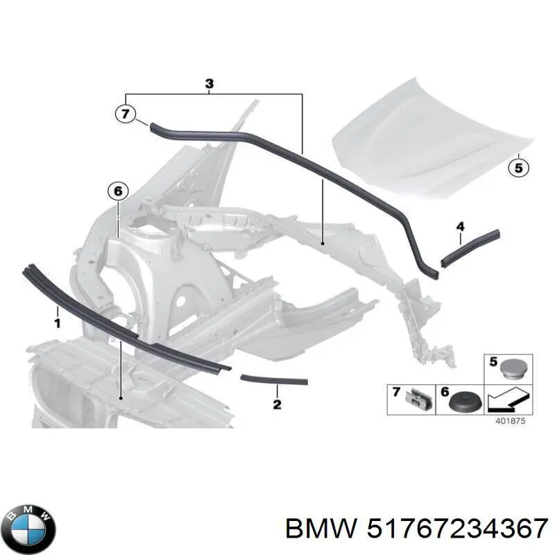 Sellador del capó BMW 51767234367 precio, desde 25,23 EUR