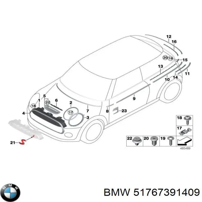 51767391409 BMW Moldura del faro izquierdo