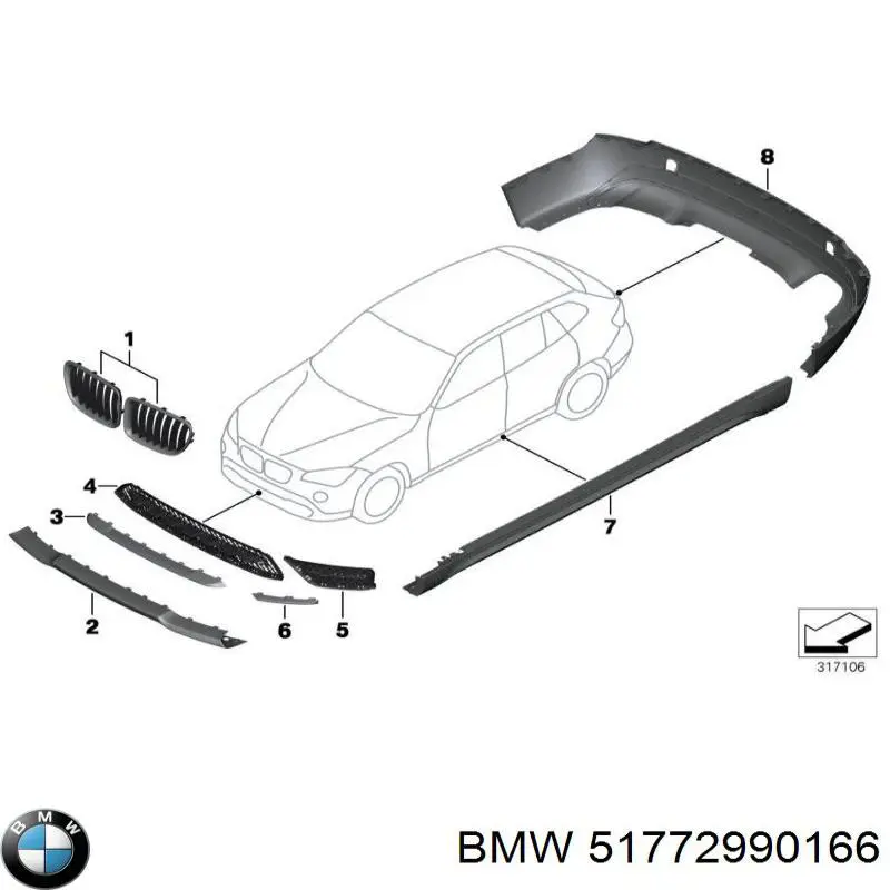 Cubierta del paso de rueda, delantero derecho para BMW X1 (E84)