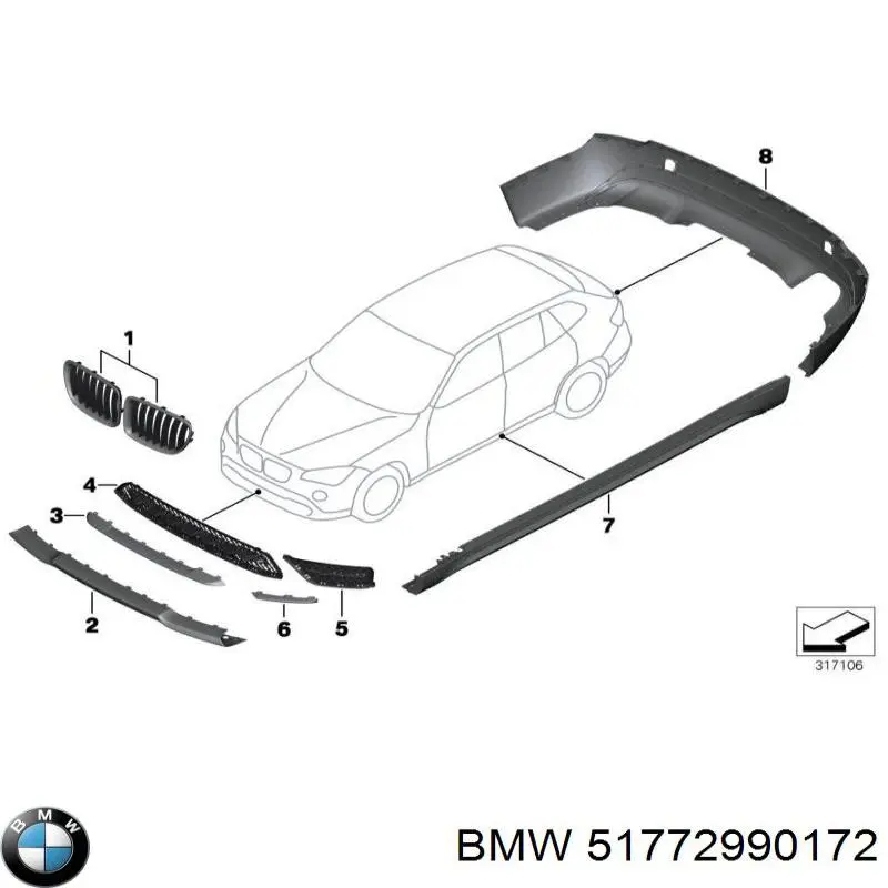 Aletín guardabarros trasero derecho para BMW X1 (E84)
