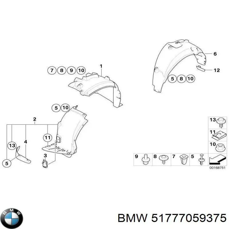 Guardalodos delantero izquierdo BMW 51777059375 precio, desde 24,09 EUR