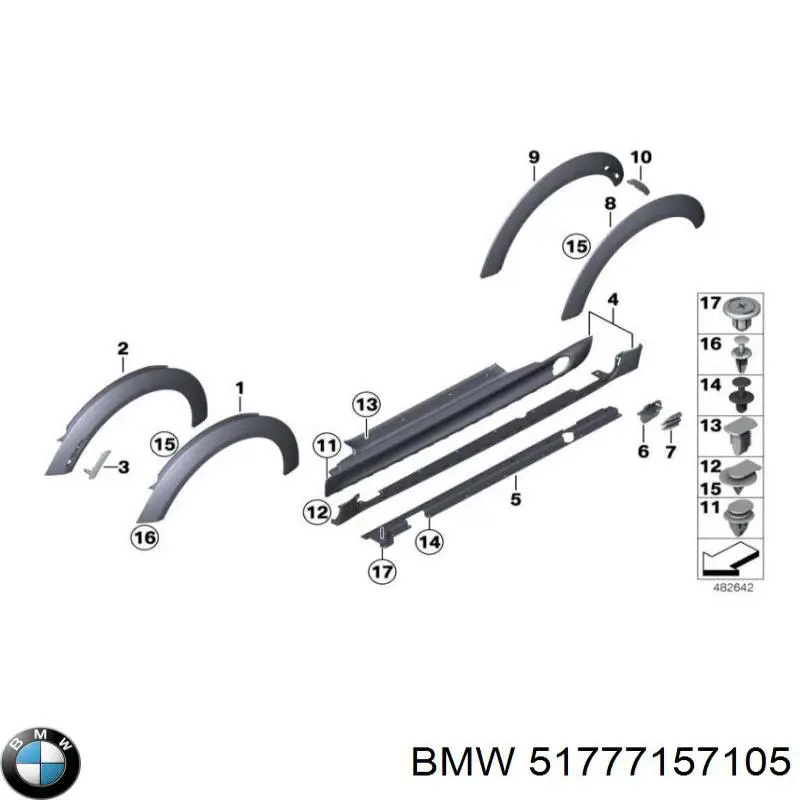 Extensión de la aleta trasera izquierda BMW 51777157105 precio, desde 69,70 EUR