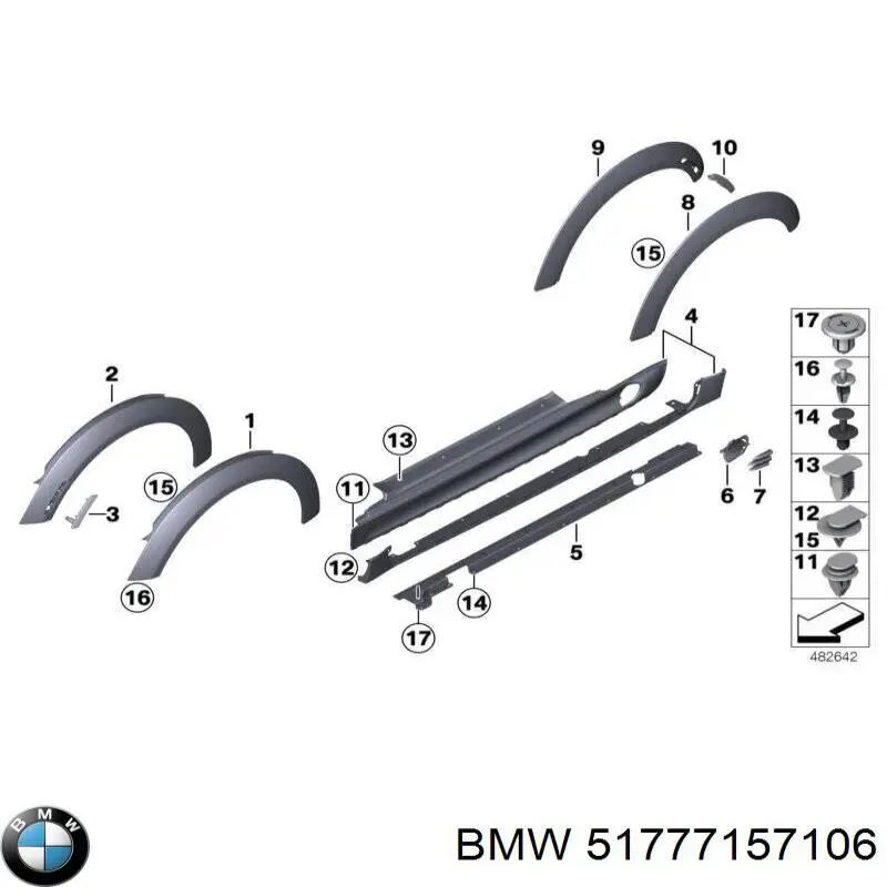 Comprar 51777157106 BMW Extensión de la aleta trasera derecha