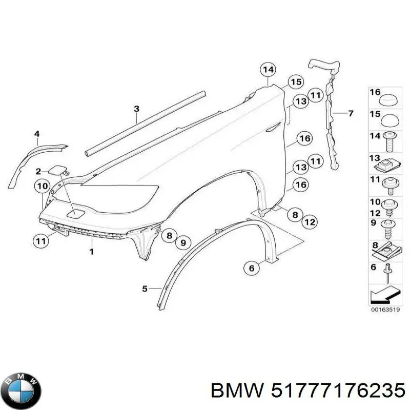 Aletín guardabarros delantero izquierdo para BMW X6 (E72)