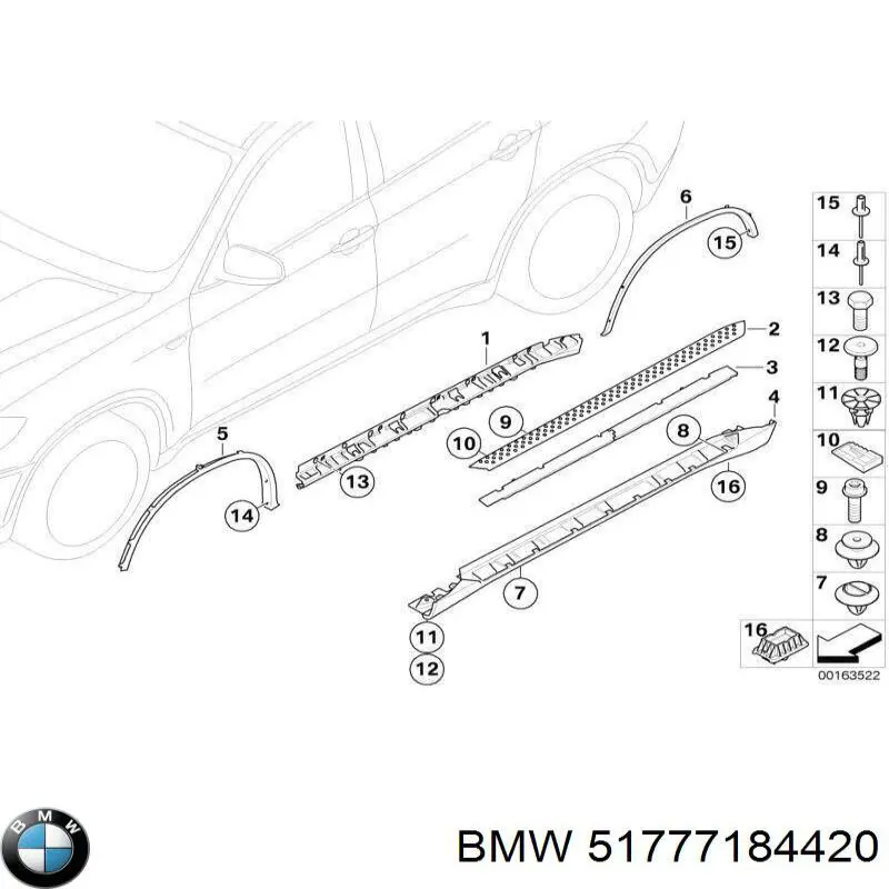 Umbral exterior derecho BMW 51777184420 precio, desde 194,57 EUR