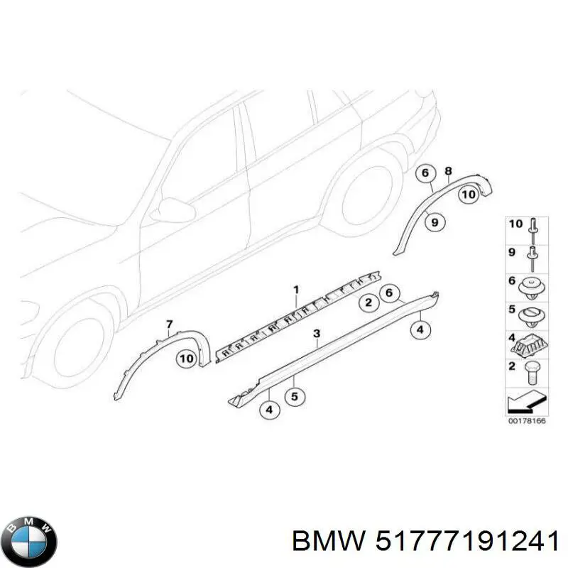 Listón de acceso exterior izquierdo para BMW X5 (E70)