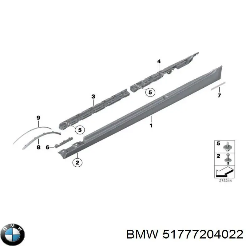 Comprar 51777204022 BMW Soporte de moldura exterior del estribo derecho