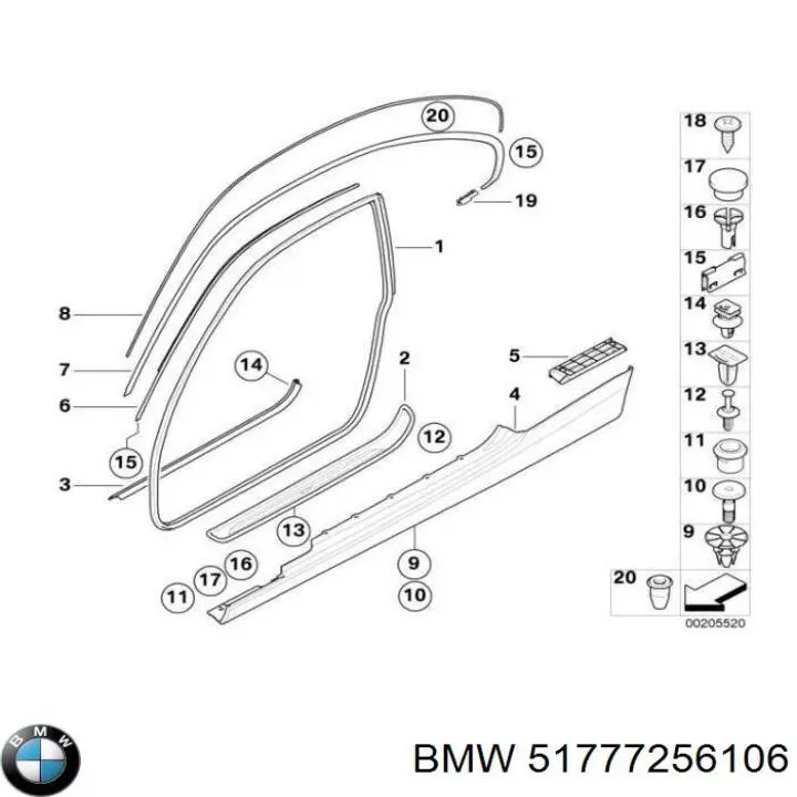 51777256106 BMW chapa de acceso derecha