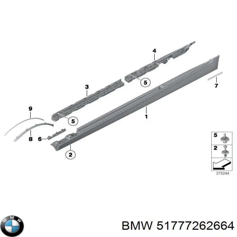 Chapa de acceso derecha para BMW 5 (F10)