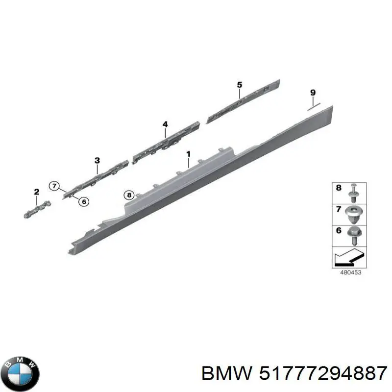 Soporte de moldura exterior del umbral izquierdo BMW 51777294887 precio, desde 18,74 EUR