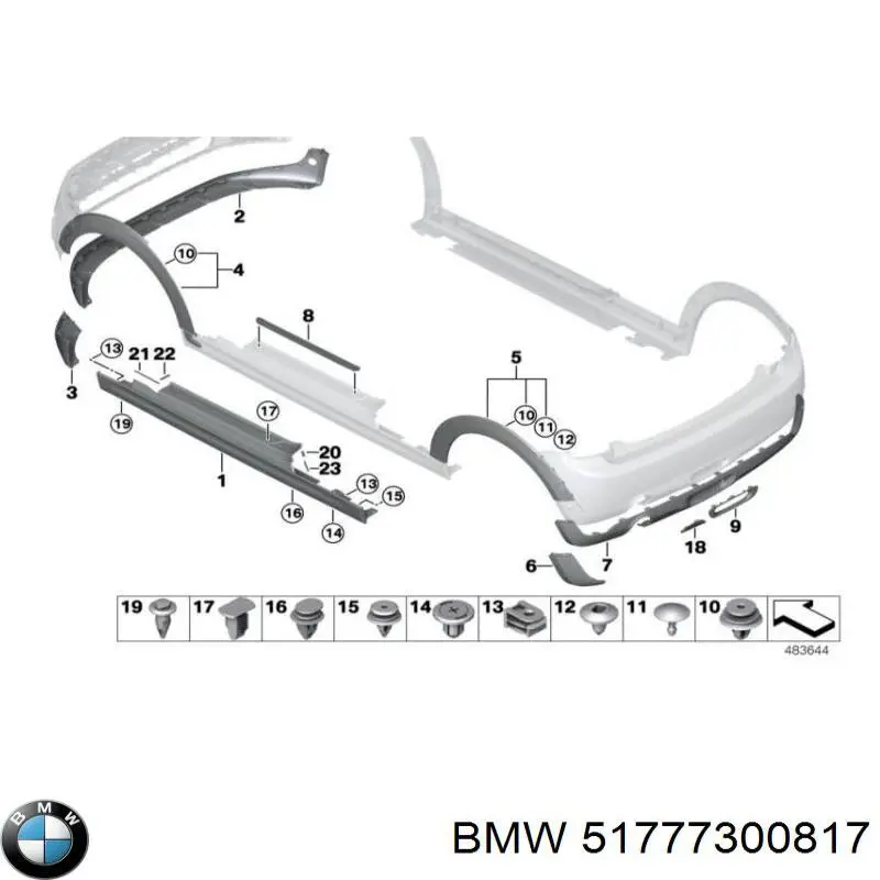 Moldura exterior izquierda del umbral BMW 51777300817 precio, desde 119,06 EUR