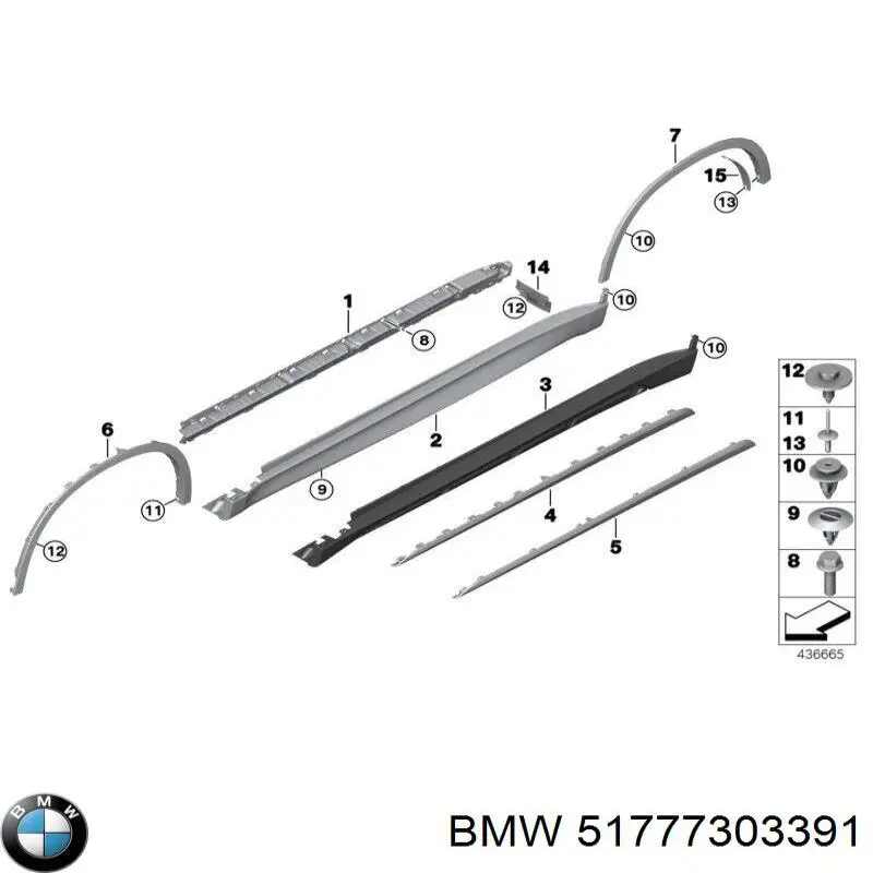 51777303391 BMW Extensión de aleta delantera izquierda