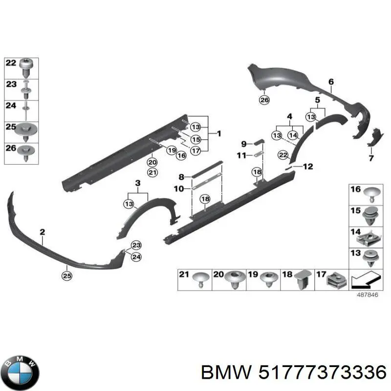 51777373336 BMW Extensión de la aleta delantera derecha